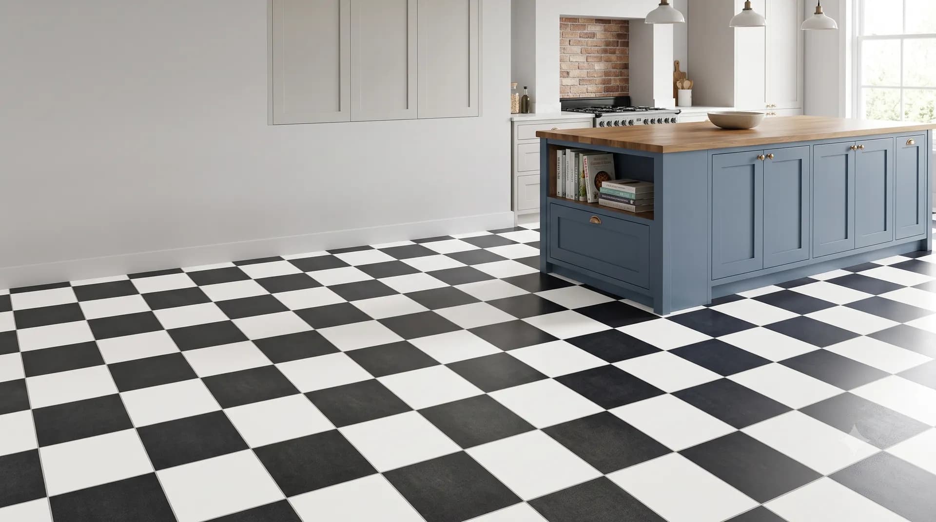 Checkerboard Vinyl Flooring Kitchen Liverpool